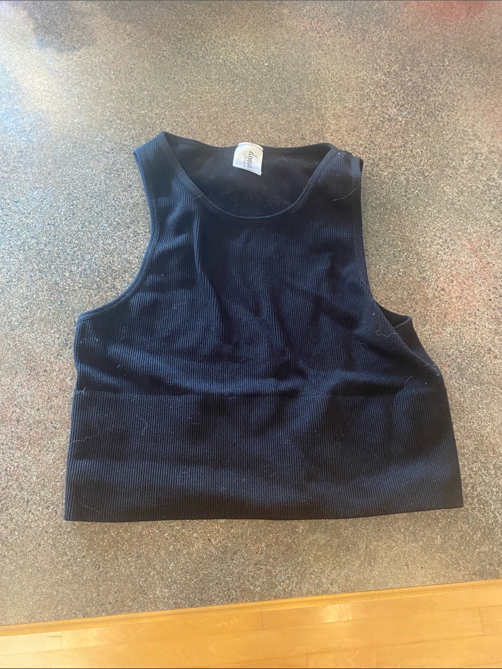 Ribbed Black Crop Tank Top - Women